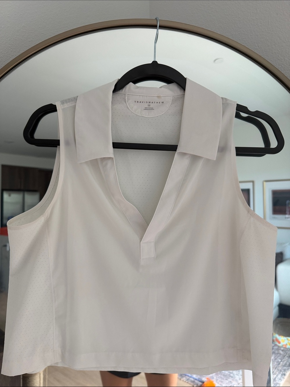 Travis Mathew Sleeveless Polo Crop Top -White